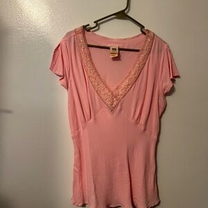 Vintage Y2K plus size Route 66 light pink top size 16 W fairycore coquette